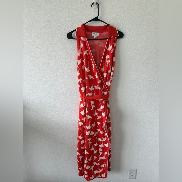 Orange and White Halter Wrap Dress - Picture 8 of 13